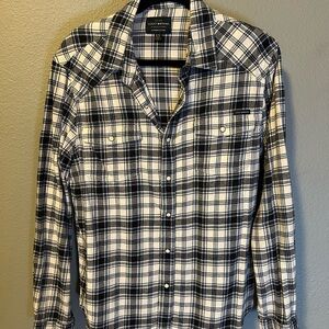 Lucky Brand Black and White Plaid Button-Up Shirt